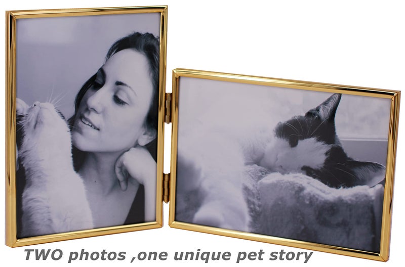 LEADEX Vertical Horizontal Combo- Double 5 by 7 Inch Metal Folding Picture Frames-(1 Landscape and 1 Portrait Style) (modern gold) - Image 5
